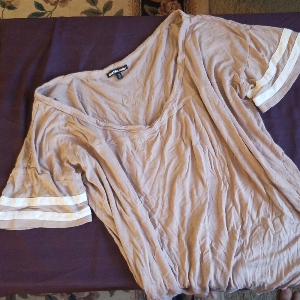 Taupe Loose oversized Baseball tee